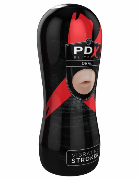 Pipedream Extreme Elite Vibrating Oral Stroker - Light/Black - Click Image to Close