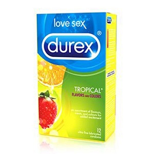 Durex Tropical Lubricated Condoms 12`s - Click Image to Close
