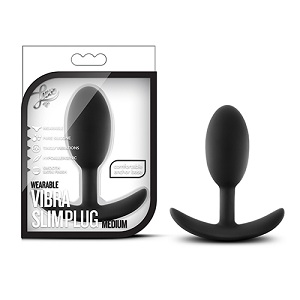 Luxe - Wearable Vibra Slim Plug - Medium – Black - Click Image to Close