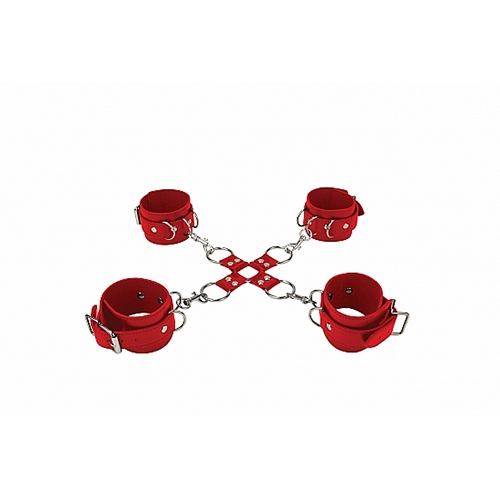 Leather Hand And Leg cuffs - Red - Click Image to Close
