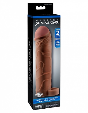 NEW Fantasy X-tensions Perfect 2" Extension with Ball Strap - Br - Click Image to Close