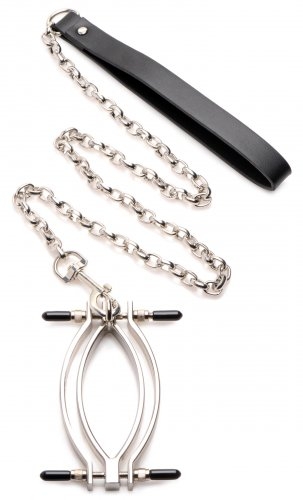 NEW Master Series Pussy Tugger Adjustable Pussy Clamp with Leash - Click Image to Close
