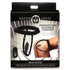 Master Series 28X Silicone Anal Plug w/ Harness & Remote - Click Image to Close